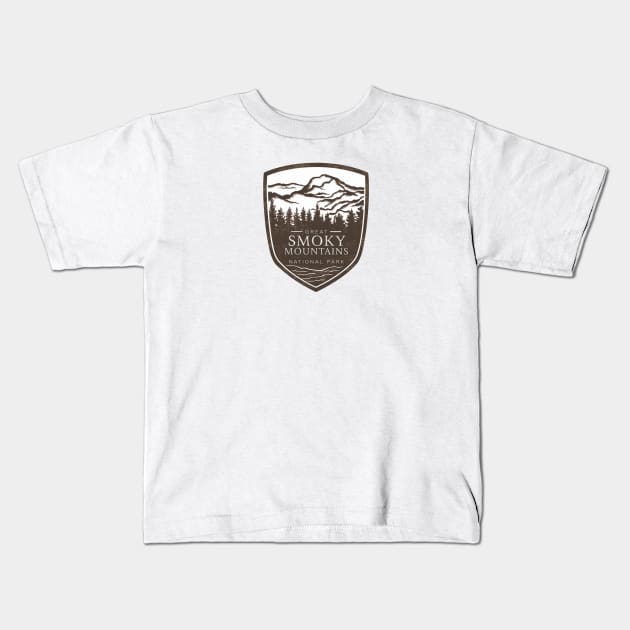Great Smoky Mountains National Park Emblem Kids T-Shirt by Perspektiva